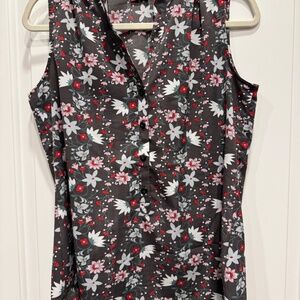 CAbi Fiesta Floral Print Sleeveless Blouse Style #5210